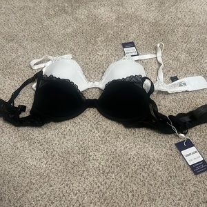 2-pack. Pepper Laid Back Lace bras. 32A. Black and White. NWT. $60 or $40 each.